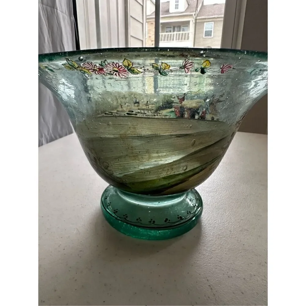 Extremely Rare Ludwig Moser Hand Blown, Hand Painted Enamel Bowl 🛑